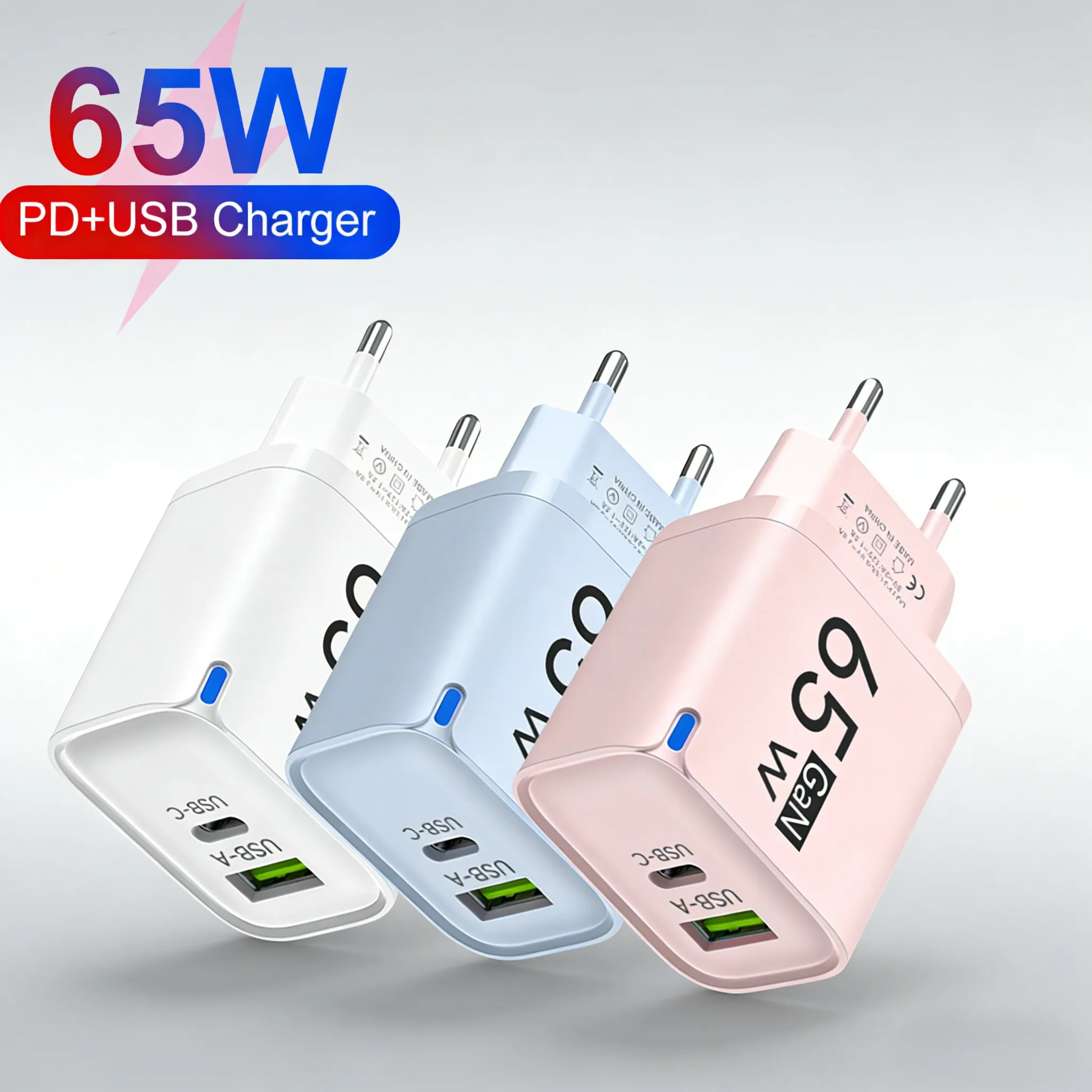 GaN 65W USB Type C Fast Charging Charger For iPhone Honor Xiaomi Huawei Samsung Oneplus High Speed Charge Mobile Phone Adapter