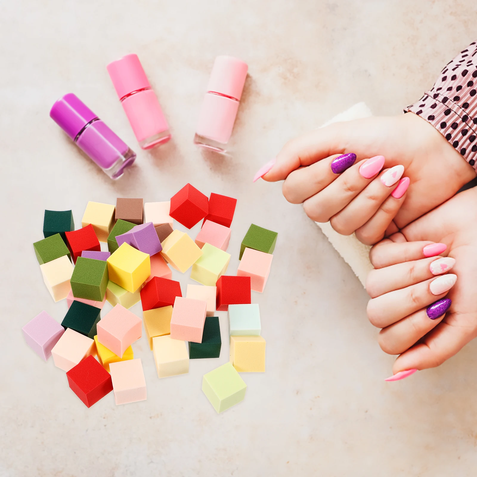 

50pcs Nail Art Sponges 1 8cm Mini Manicure Tools Soft Gradient Makeup Sponge Blocks Powder Travel Use