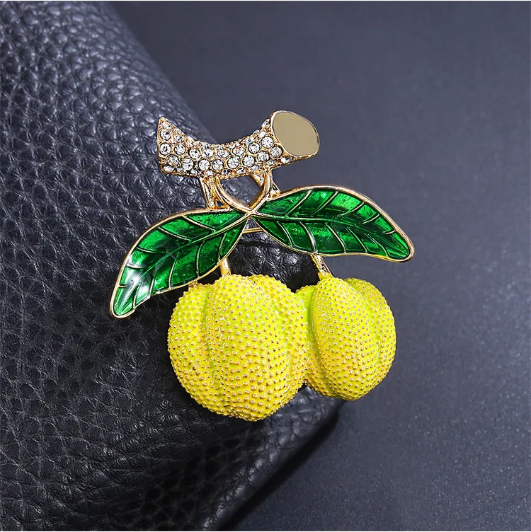 بروش الفاكهة التصميم الإبداعي سبيكة بالتنقيط النفط حجر الراين دوريان بروش ملحق مزاجه دعوى معطف زهرة الصدر