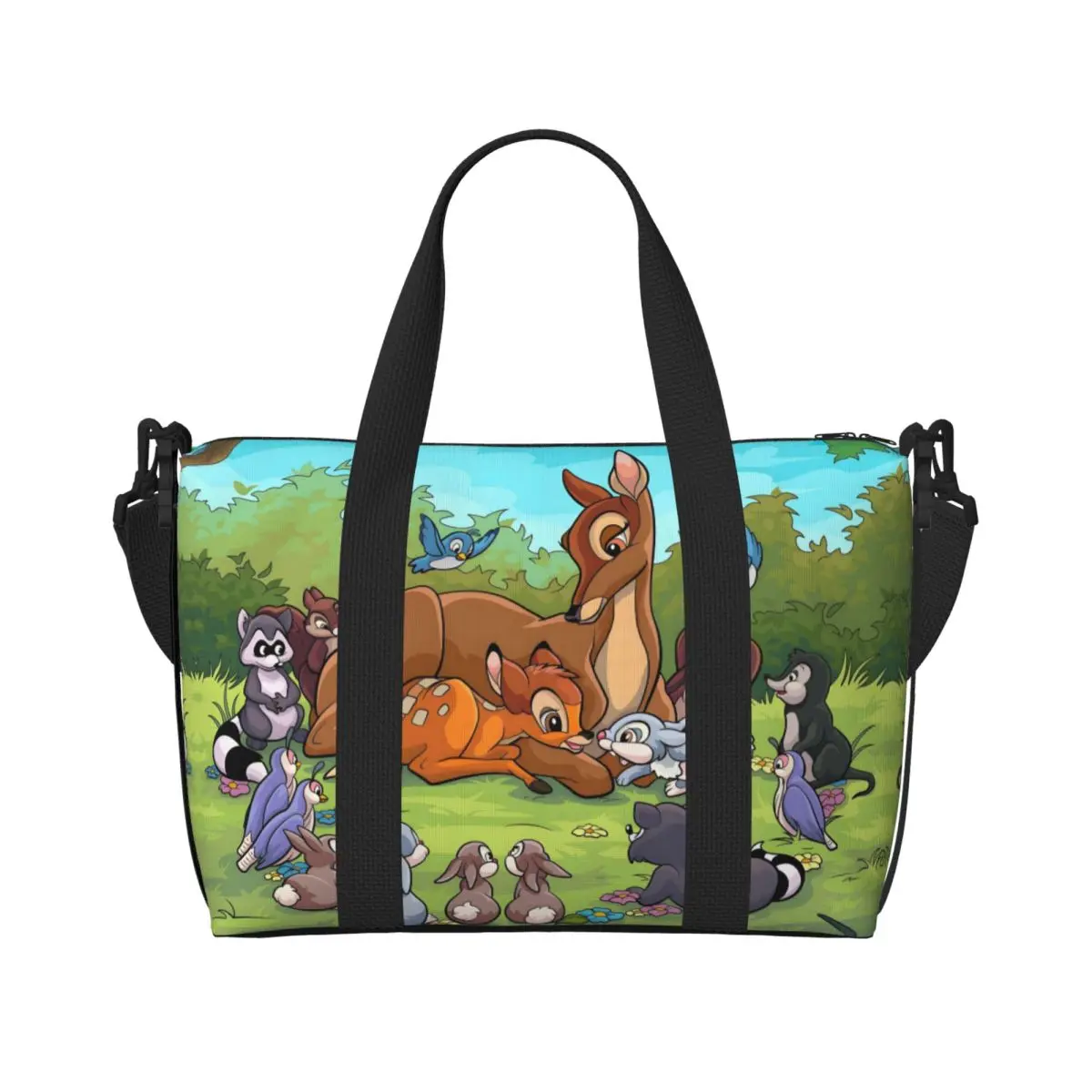 

Custom Bambi Tote Bag Women Large Capacity Deer Cartoons Beach Gym Shoulder Travel Bag