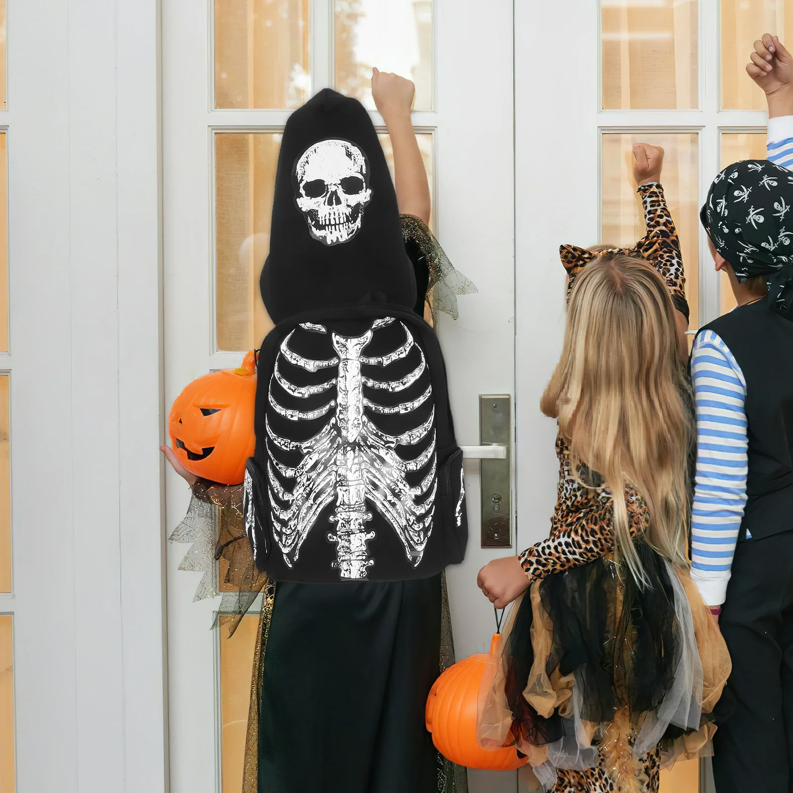 1Pcs Backpack Black White Large Capacity School Bag for Teenage Boys Girls Outdoor Travel Sports Students Hip-