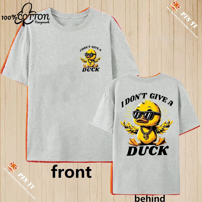 Fashion Humorous Interesting Fashion Pew Madafakas Duck with Gun Cartoon Printing T-shirt Top 100% Cotton O-neck Short-sleev