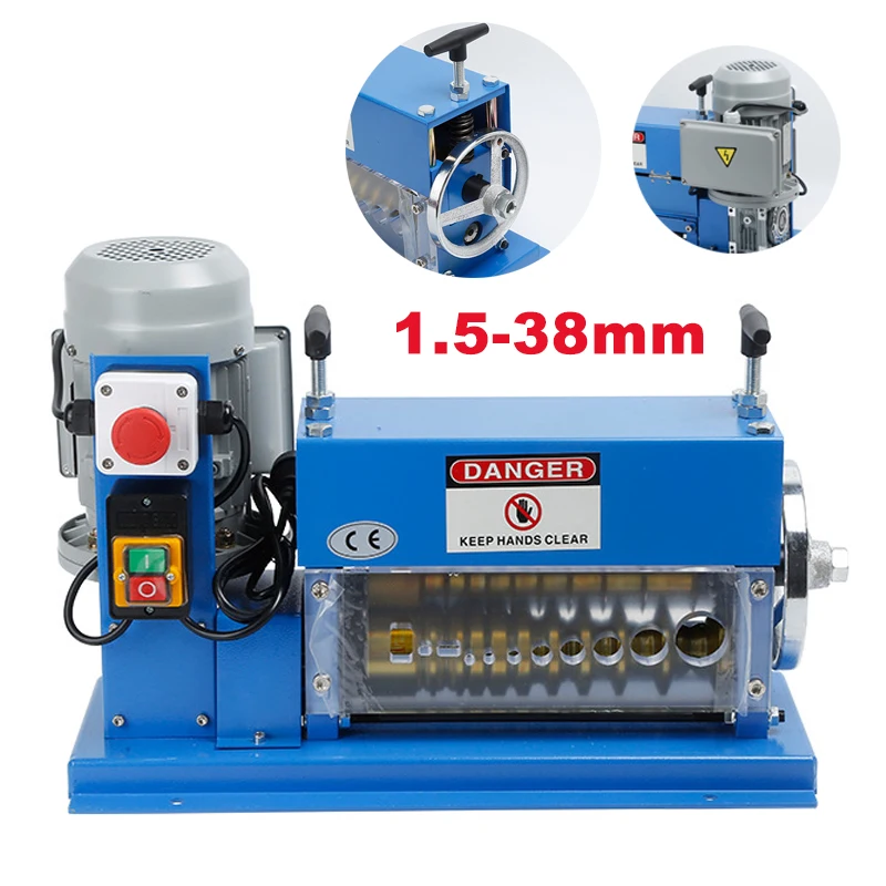 Wire Stripping Machine 1.5-38mm Automatic Wire Stripping Tool with Manual Hand Cranked Industrial for Recycling Copper Wire