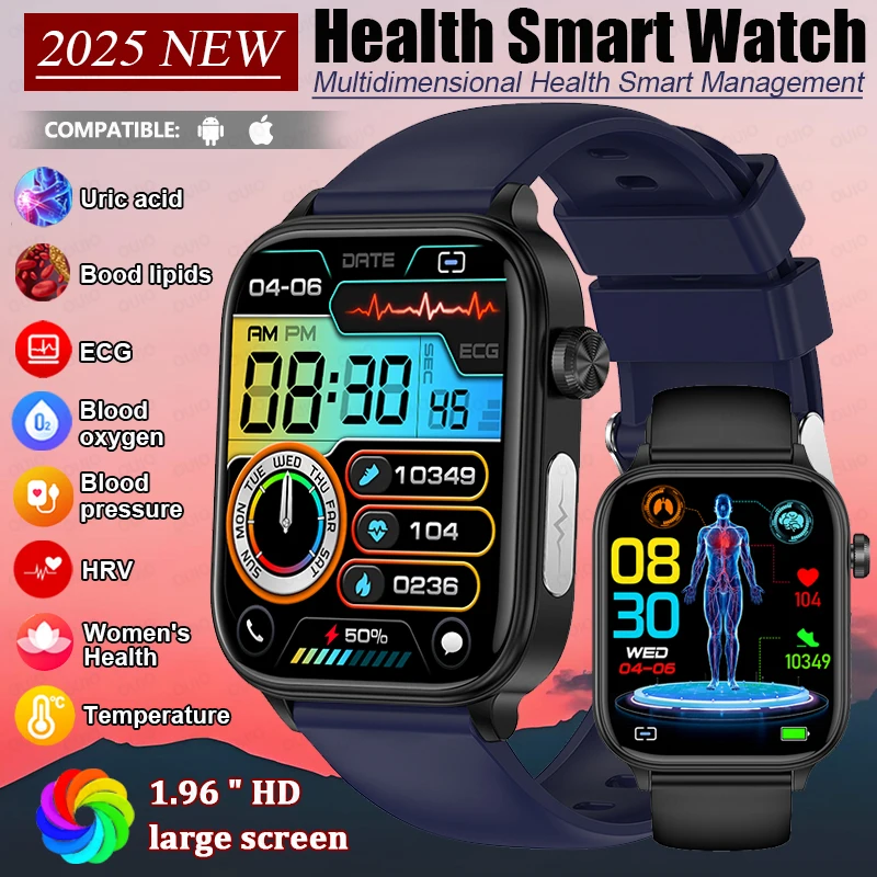 

New Body Fat Analysis Health Smart Watch ECG+PPG Uric Acid Blood Pressure Blood Oxygen Temperature IP68 Waterproof Smart Watch