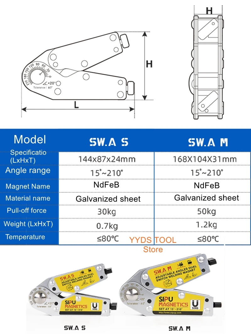 Magnetic welding fixed auxiliary tools 90 degrees right angle welding god beveled angle multi-angle switch positioner