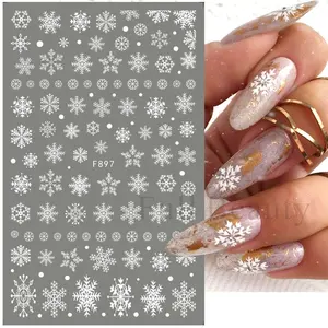 3D Snowflake Art of Nagel Dealques Weiß Weihnachtsprojekte Autodesivo Neujahr Neujahr Winter Gel Slider Dekorationen Laf895 12 Hauptverkaufsaufkleber -Nagelgel - №9