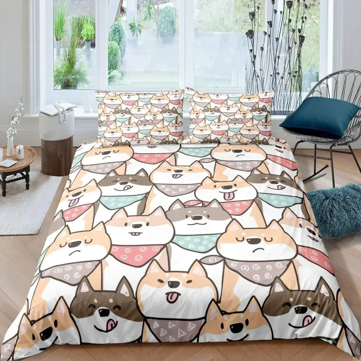 

Shiba Inu Cute Shiba Inu Bedding Set Single Twin Double Queen King Cal King Size Bed Linen Set