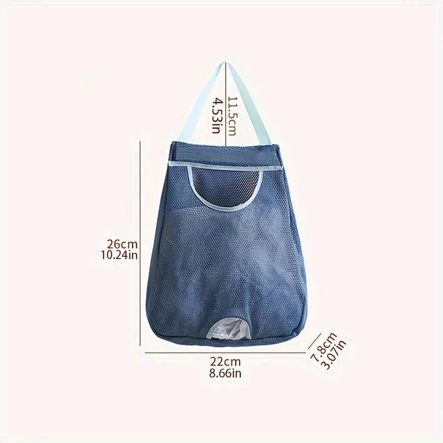 Wall-Mounted Mesh Garbage Bag Dispenser - Washable Plastic Bag Holder & Storage Organizer for Kitchen