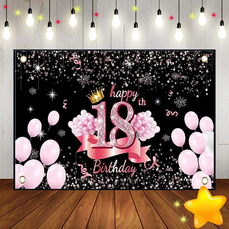 Happy 18th Birthday Background Photo The Breath of Youth Photography Backdrops Princess Custom Backdrop Boy Decoration Vinyl Red