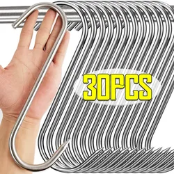10-30Pc Stainless Steel Tip S Shaped Hook Butcher Shop Hot Cold Smoke Kitchen Small Accessories for Bacon Ham Duck Turkey Curing