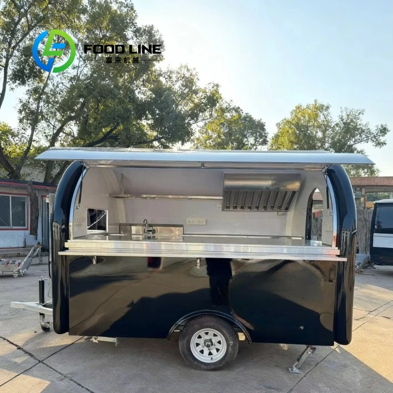 Beginner Friendly Round Mini Food Cart Outdoor Mobile Vending Cart with Kitchenware Storage for Street Business Customized