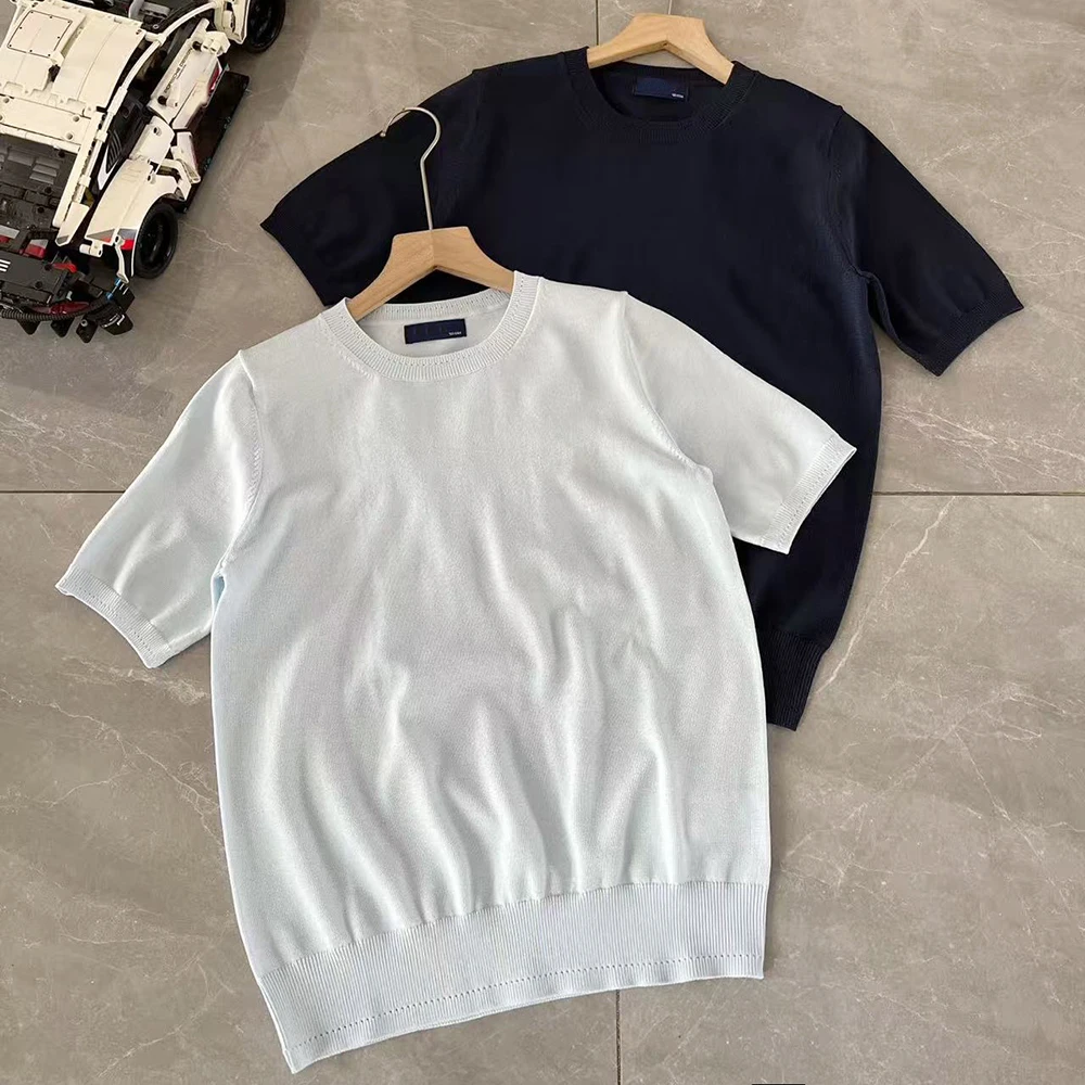 

Summer New Style Women's Commute Base Shirt round Neck Overhead Short Sleeve Knitted Top Loose Fit Comfortable Breathable