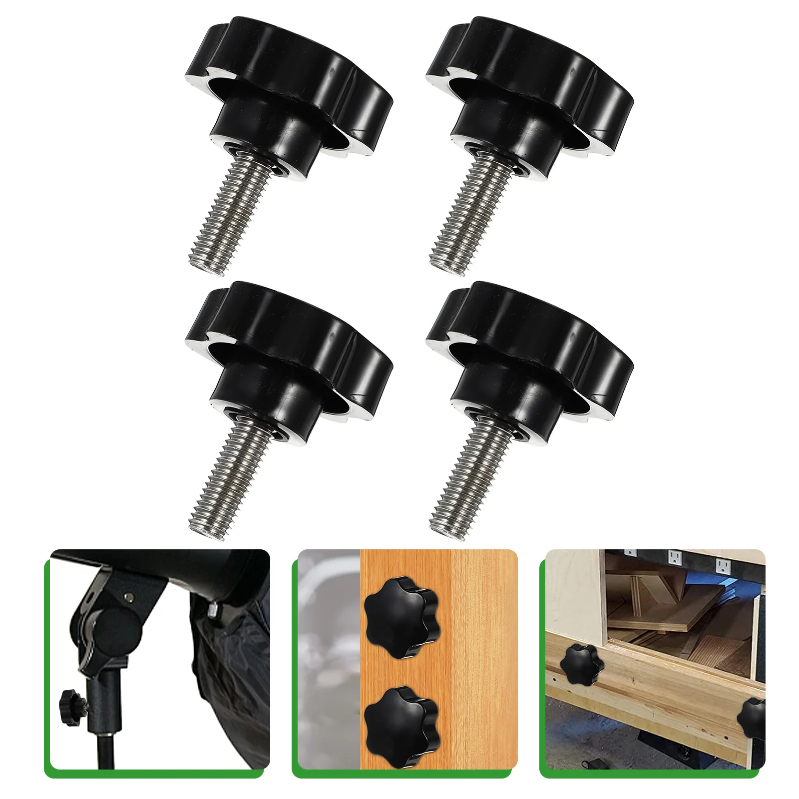 

4pcs Star Hand Knobs M10X25 Plastic Hex Clamping Screw For Furniture Machine Tools Replacement Handle Thread Head Fastener