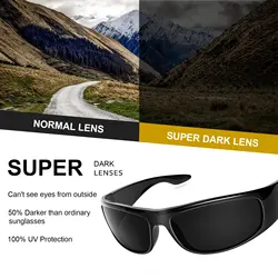 MAXJULI Gafas de sol súper oscuras para hombres Gafas de sol envolventes negras para protección UV400 W8005