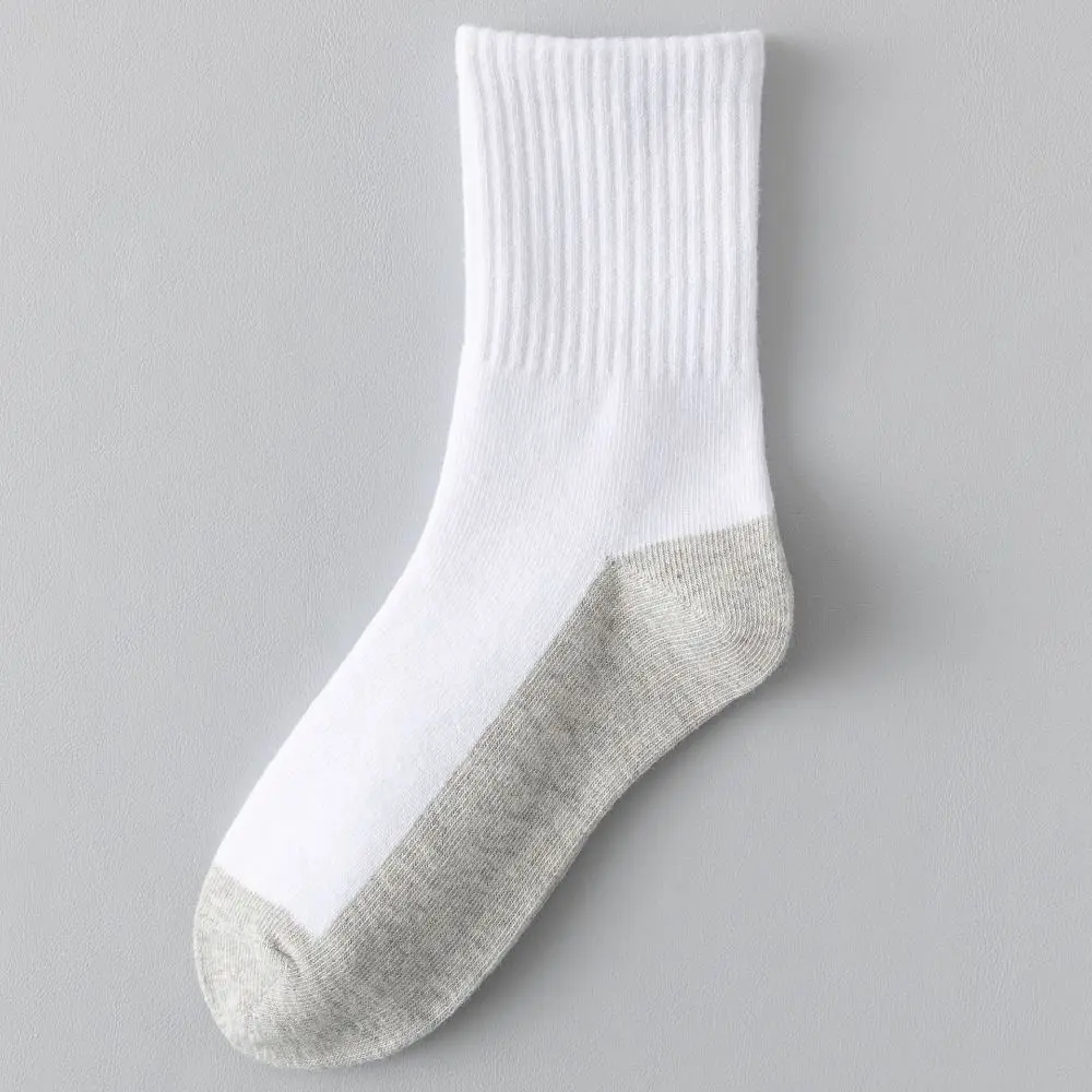 1 pair Simple Grey Black Sole Children White Socks Solid Color Absorbing Sweat Sport Socks Cloth Accessories Baby Hosiery Men