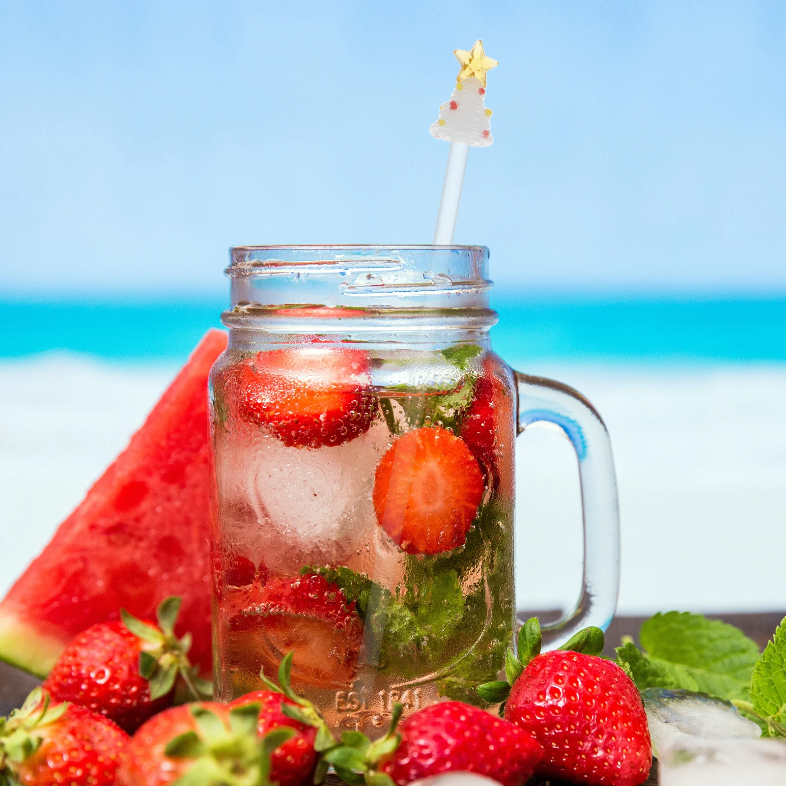 

Christmas Tree Glass Swizzle Sticks Long Handle for Cocktail Coffee Juice Stirring Holiday Party Bar Accessories