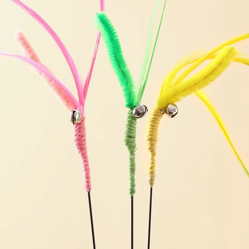 القط إغاظة عصا لدغة مقاومة القطب الطويل الذاتي مهدئا أداة الكلب حكيم ريشة الذيل العشب القط لعبة الصوت التفاعلية مستلزمات الحيوانات الأليفة