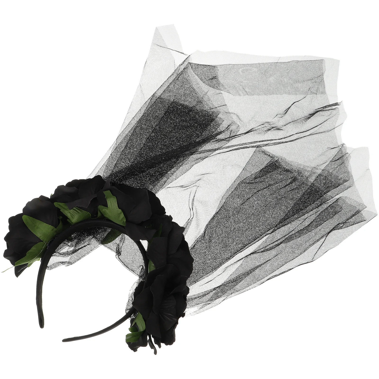 

Rose Decor Head Black Pattern For Halloween Festival Carnival Party Women Hair Accessory Halloween Makeup Veil Carnival