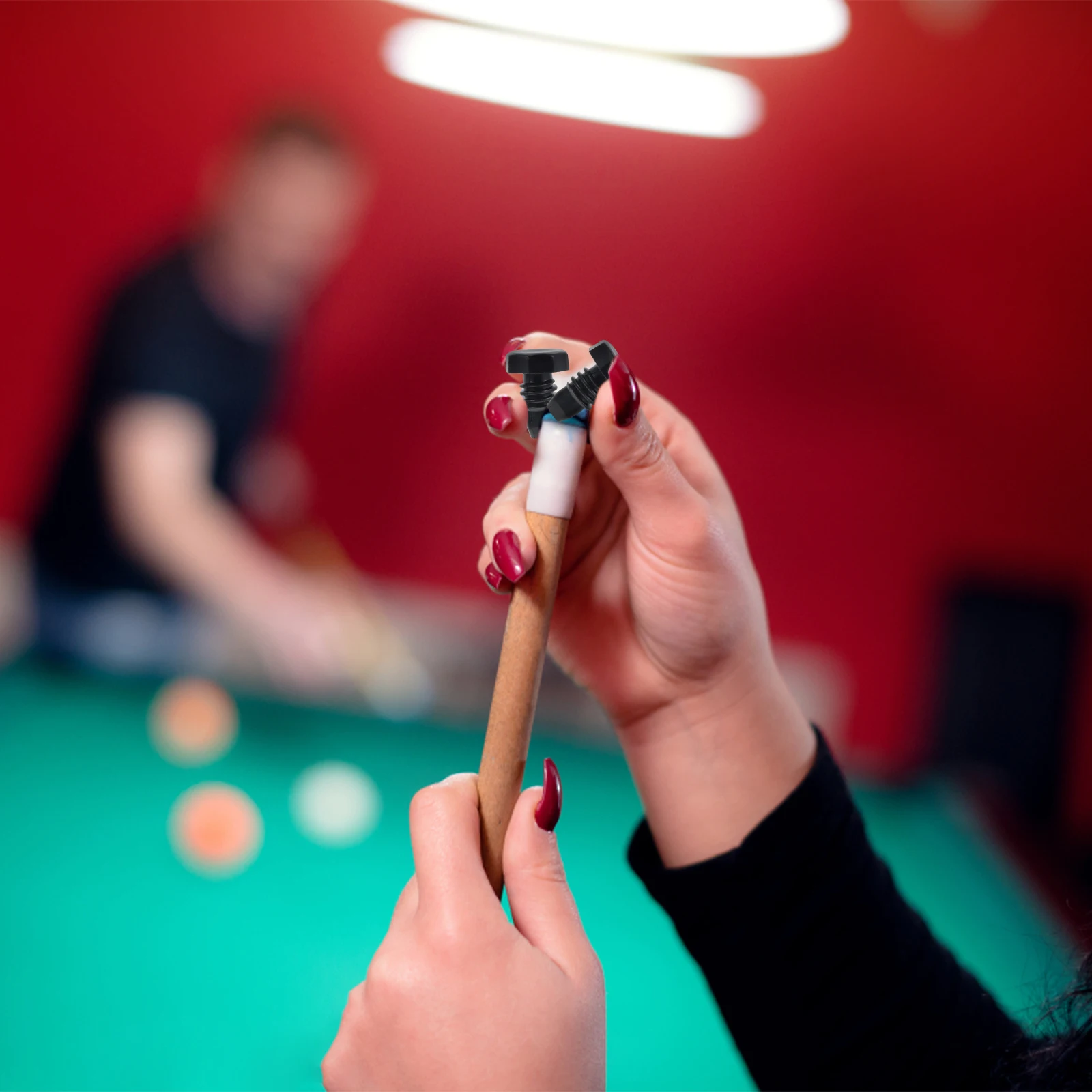 

5pcs Black Plastic Billiard Cue Pool Sticks Accessories Bottom Cover for Cue Sports Gaming