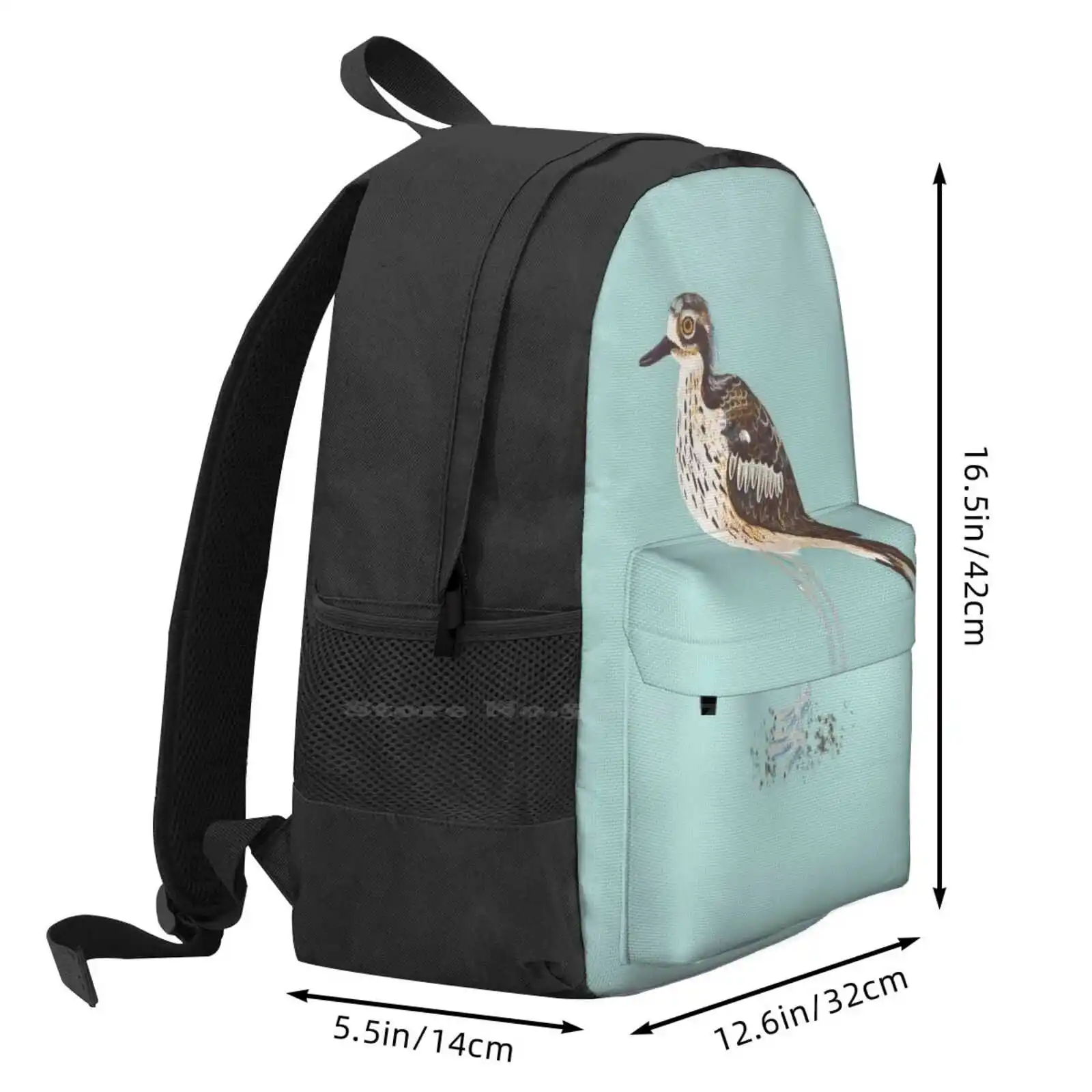 Tas punggung Laptop pelajar remaja biru Aqua burung Australia Curlew Stone Curlew Australia