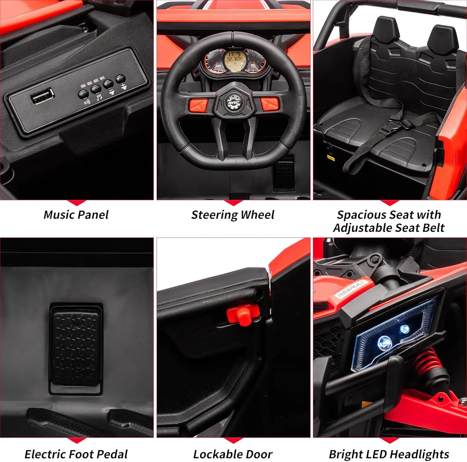 Giocattolo per auto UTV per bambini 24V con telecomando 2×200W Sospensione a molla per veicoli elettrici a motore e luci a LED Giocattolo fuoristrada