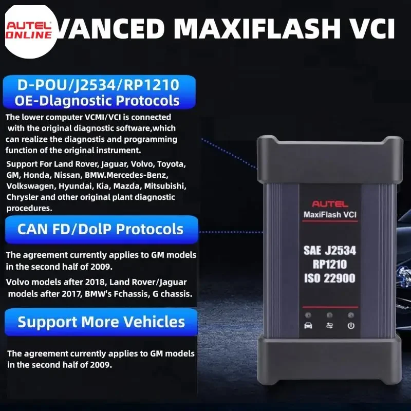 Autel-VCI MaxiFlash VCI Dongle J2534 ECU programmeur, fonctionne avec OEM Automaker GM Techline logiciel reprogrammation et Scanner Autel