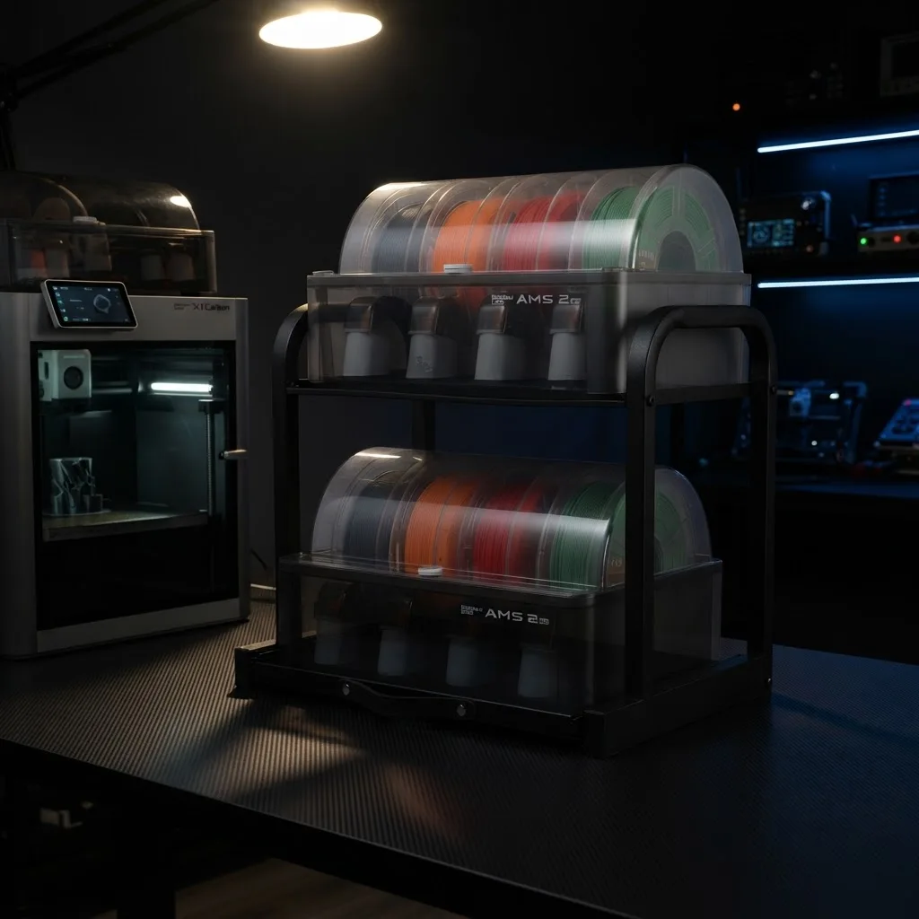 Dla Bambu Lab AMS Stack Rack Dwupoziomowy 2-modułowy pionowy organizer do przechowywania dla AMS/AMS 2 Pro/AMS HT Oszczędzający miejsce stojak na biurko — zdjęcie produktu 4