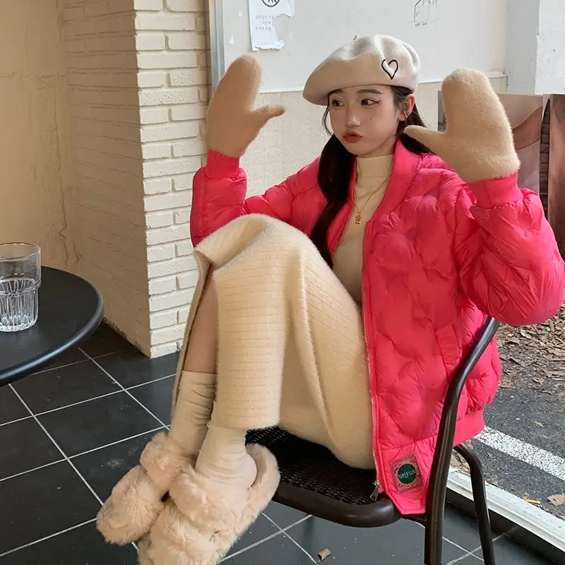 2026 Autumn and Winter Fashion New Women's Baseball Padded Jacket Double-layer Quilted Down Jacket Candy Color