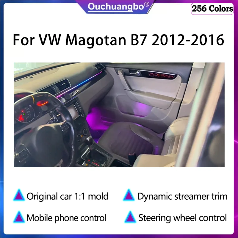 Ouchuangbo Ambient Light For VW Magotan B7 2012-2016 Atmosphere Lamp luminated Interior Lighting Dynamic Trim Backlight