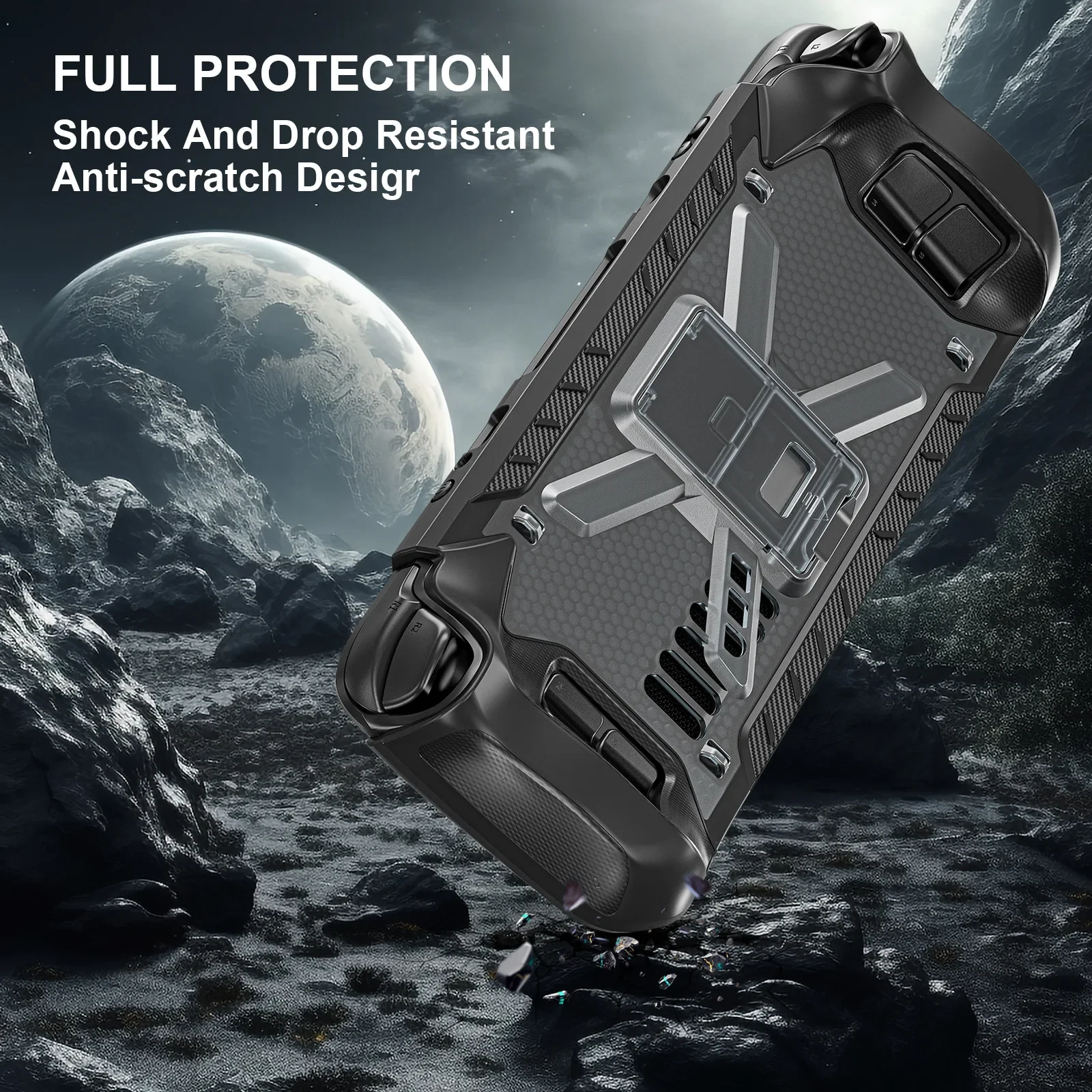 For Steam Deck Game Console Case with Kickstand TPU+PC Dustproof Protective Cover Case Accessories Anti-Scratch Protector Shell