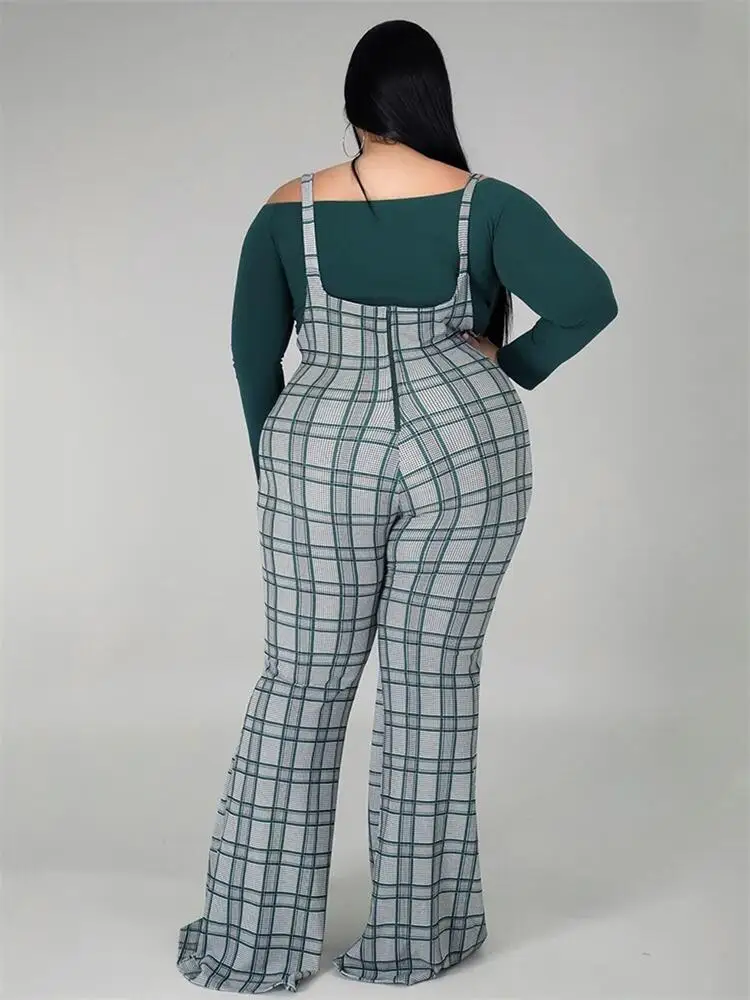 Plus Size Women Clothing Two Piece Set Sexy White Crop Top and Flare Suspender Pants Large Size Suit Wholesale Bulk Dropshipping