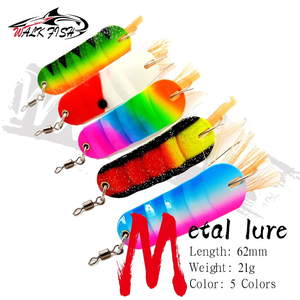 WALK FISH 1 Stück 21 g 6,2 cm Eisfischköder Mini Pailletten Einzelhaken Angeln Anti-Haken unten gebogener Haken Tackle Haken Jigging Blei