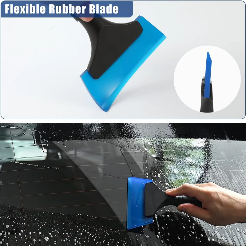 Car Window Tint Squeegee Silicone Ice Scraper 5 inch Rubber Window Squeegee for Glass Mirror Shower Non Slip Handle Water Wiper