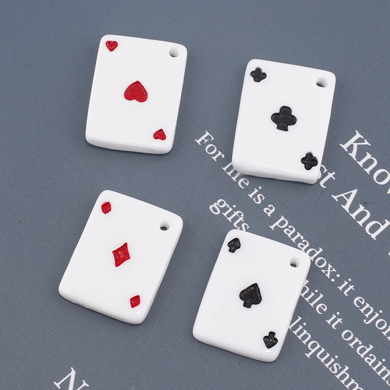 10pcs 16mm Spades Ace Poker Cards Charms Resin Pendants drop charms for Earring Necklace Keychain Diy Jewelry Making Accessories