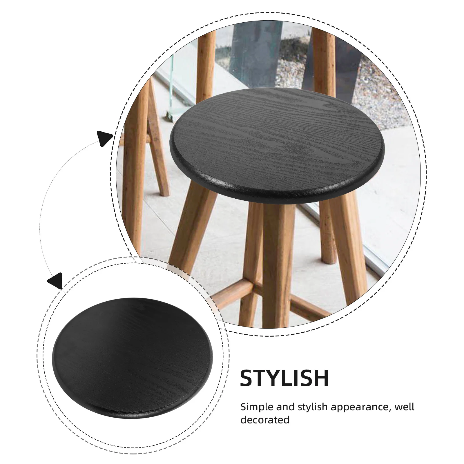 

Sturdy Round Wooden Stool Seat Replacement Elegant Wood Grain Design for Dining Chairs Home Bar Dining Chair Cover