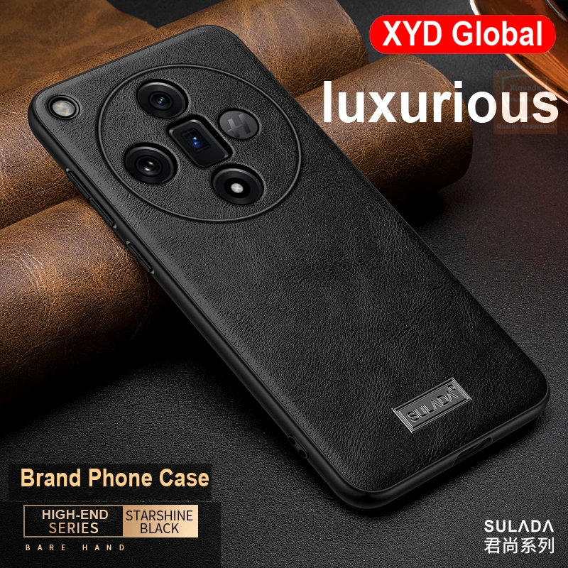 High end Brand For Oppo Find X7 Ultra Case Genuine Leather Phone Back Case For Oppo Find X7 Ultra Cover Bumper Shell Luxury Skin