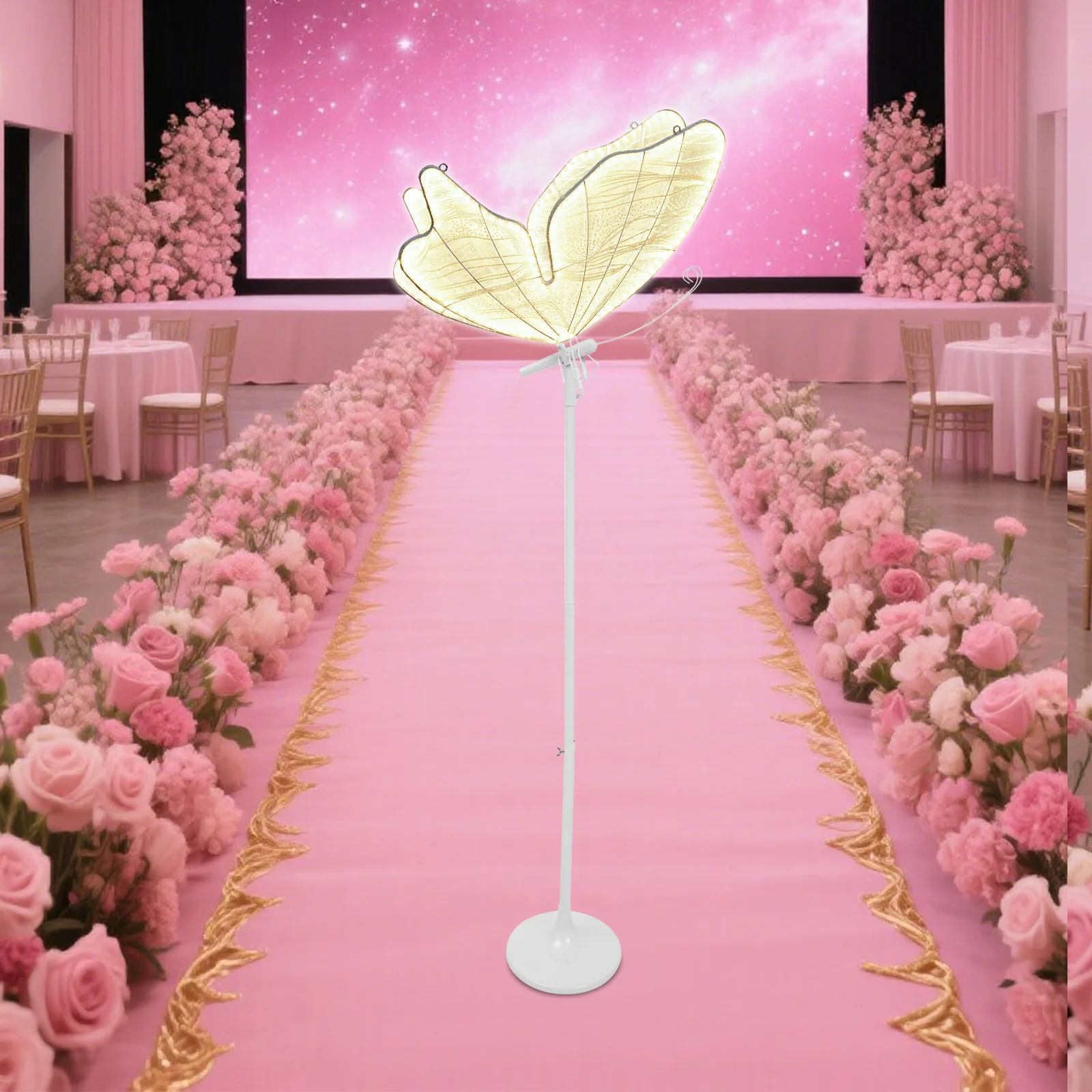 

Elegant LED Illuminated Butterfly Pathway Floor Lamp, 1-Piece Romantic Warm White Ambient Lighting for Wedding Reception Decor