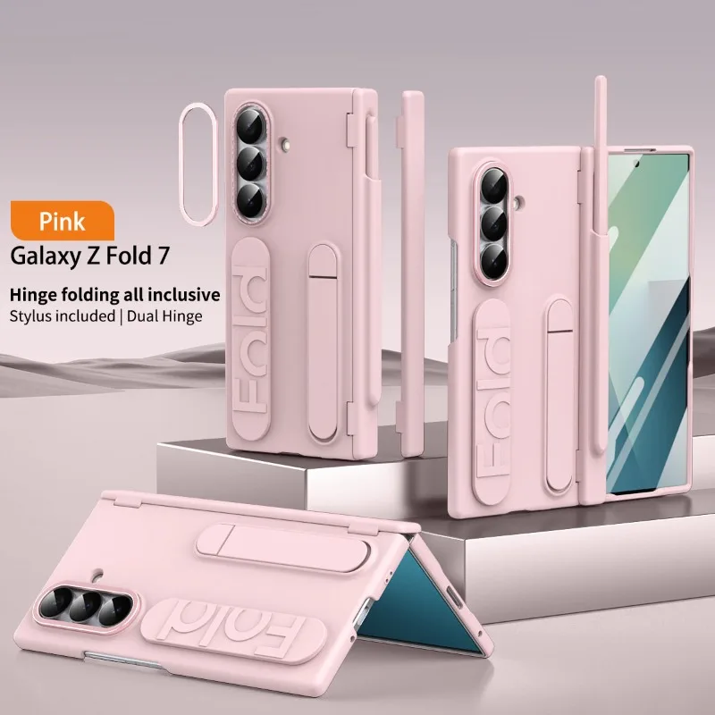 For Samsung Galaxy Z Fold8 Ultra Case Central Hinge Full-coverage Cover Wristband Holder Front And Rear Connected Shockproof