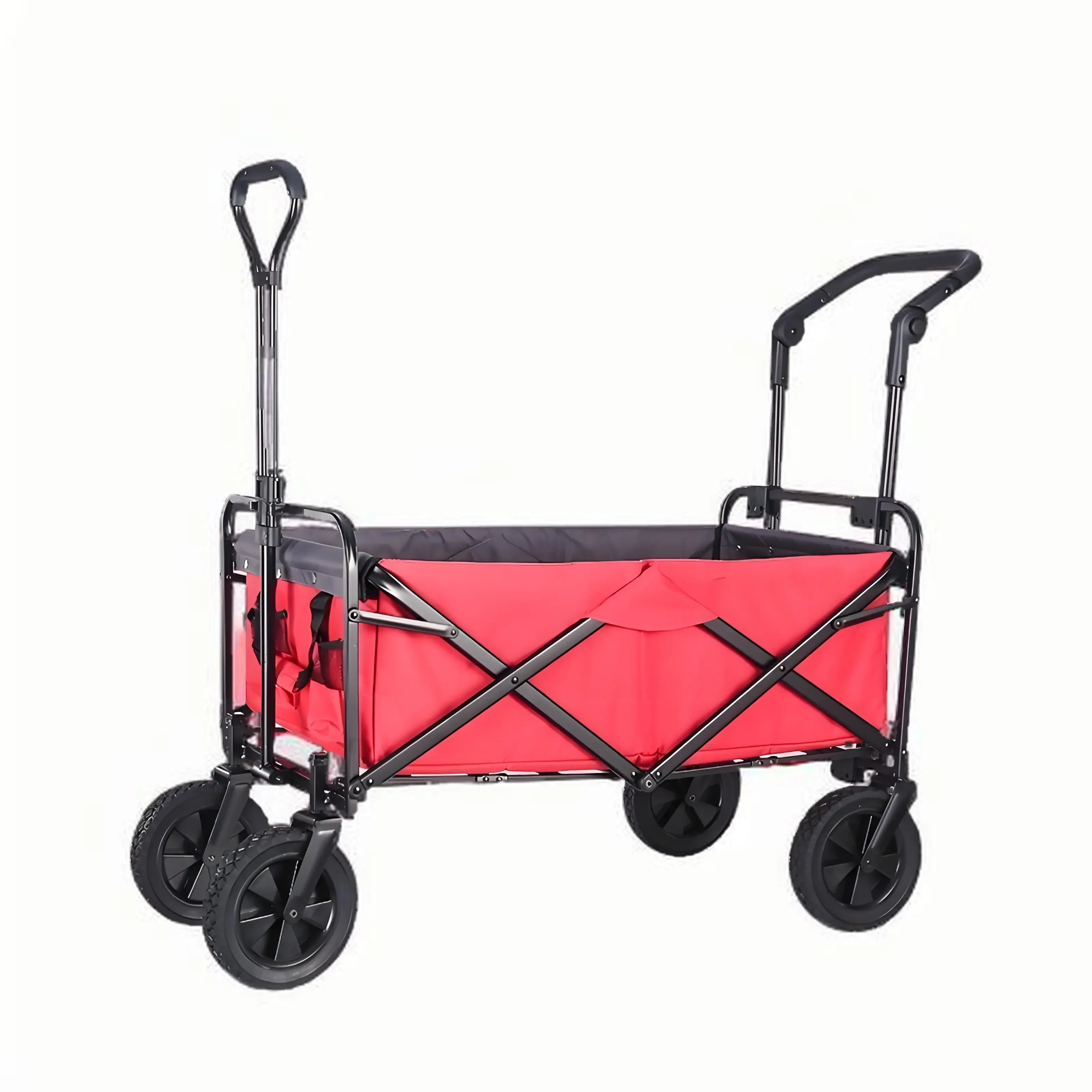 Zusammenklappbarer Einkaufswagen, Einkaufen im Freien, vierrädriger kleiner Anhänger, Campingstand, Trolley, Campingwagen