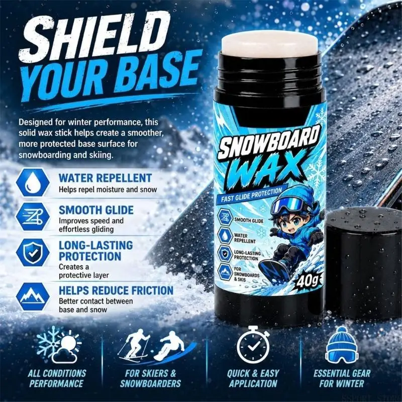U2JB 40g Rub-On Ski and Snowboard Base Wax for Direct Maintenance
