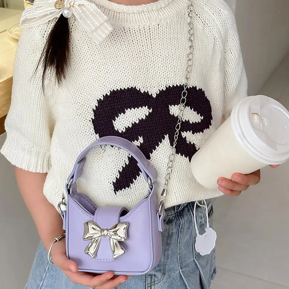 

Bowknot Sweet Girls Crossbody Bags Cute Children's Coin Purse Shoulder Bag Fashion Princess Kids Handle Handbags