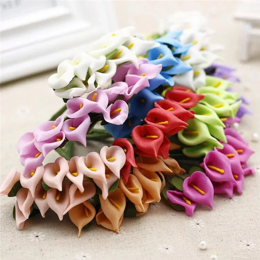 

12pcs Artificial Calla Lily Bouquet Real Touch Fake Flowers For Wedding Party Home Decor Diy Ivory Waterproof Non-Toxic Pe