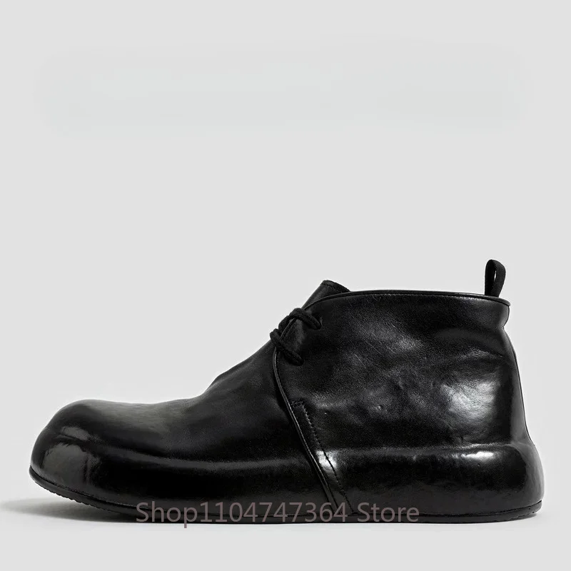 Nordic Handmade Seamless Concise Horsehide Mid Top Chelsea Boots Men's Casual Retro Male Outdoor Walking Work Ankle Boots