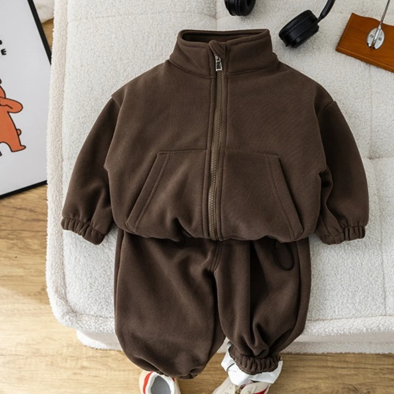 

Children Baby Clothing Sets Winter Fleece Casual 2 PCS Child Sets Sport Suit for Girls Boys Cotton Clothes Coat+Pants 1-6 Yrs