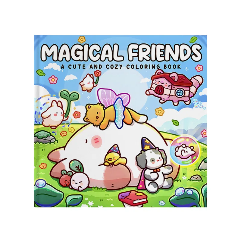 Magical Friends Cute Cozy Coloring Book Kawaii Magic Animal Fairy Creature Stress Relief Drawing Book