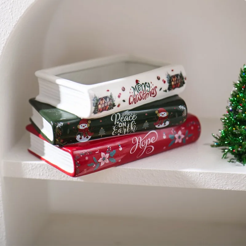 Christmas Ceramic Book Flowerpot Simulation Succulent Living Room Succulent Flowerpot