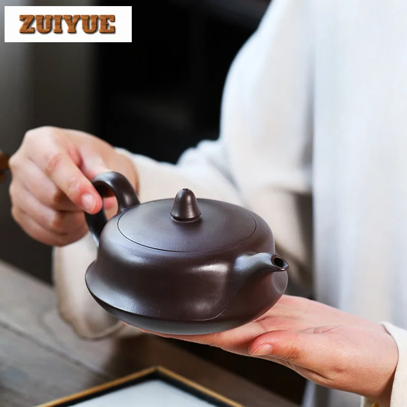 370ml Aesthetic Yixing Purple Clay Teapots Handmade Smooth Sailing Pot Raw Ore Purple Mud Kettle Zisha Teaset Tableware Supplies