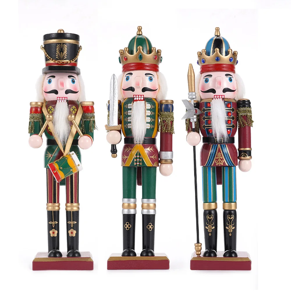 ثلاث قطع 30 سم عيد الميلاد كسارة البندق الجندي دمية مجموعة عيد الميلاد والعام الجديد هدية ديكور المنزل والمكتب #6