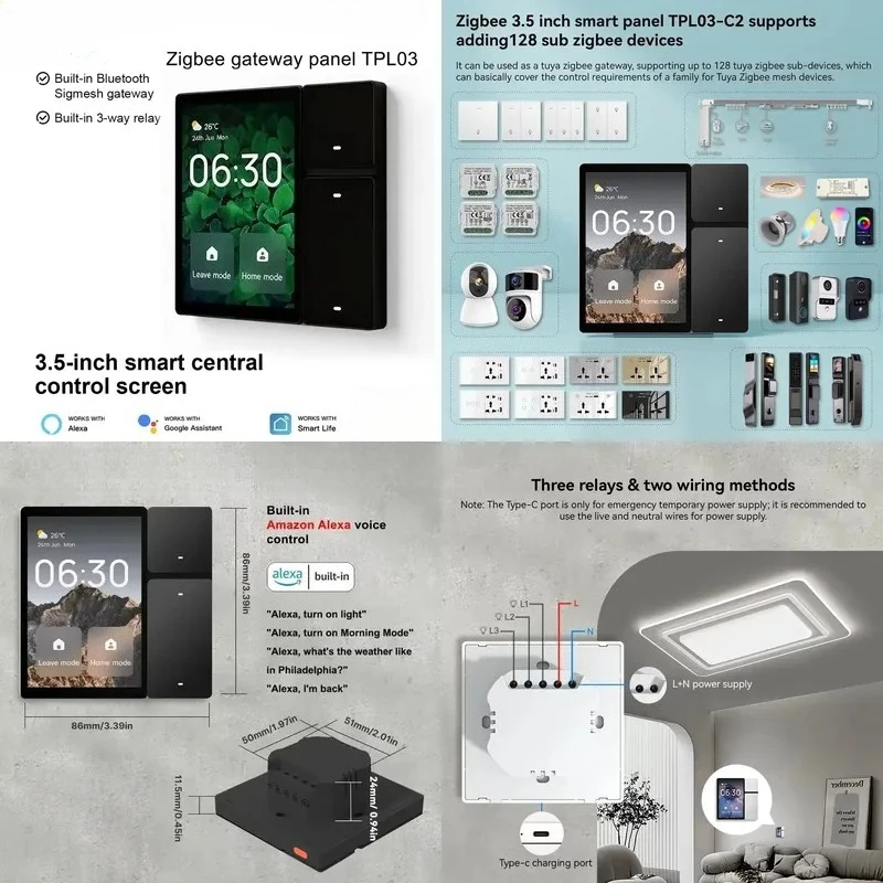 2026 Zigbee WiFi 3.5-inch Central Control Interactive Panel Touch Wall Switch with Built-in Controller