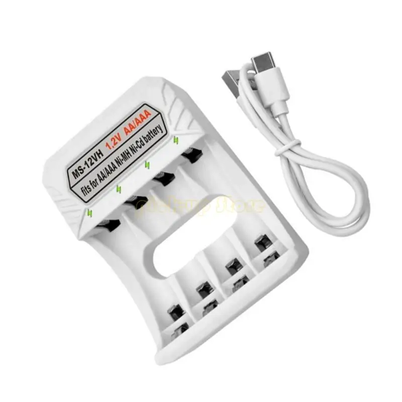 Q5WA Intellent 4-Slot USB C Зарядное устройство для батарейки AA/3A NIMH AA/3A с поддержкой светодиодного индикатора.